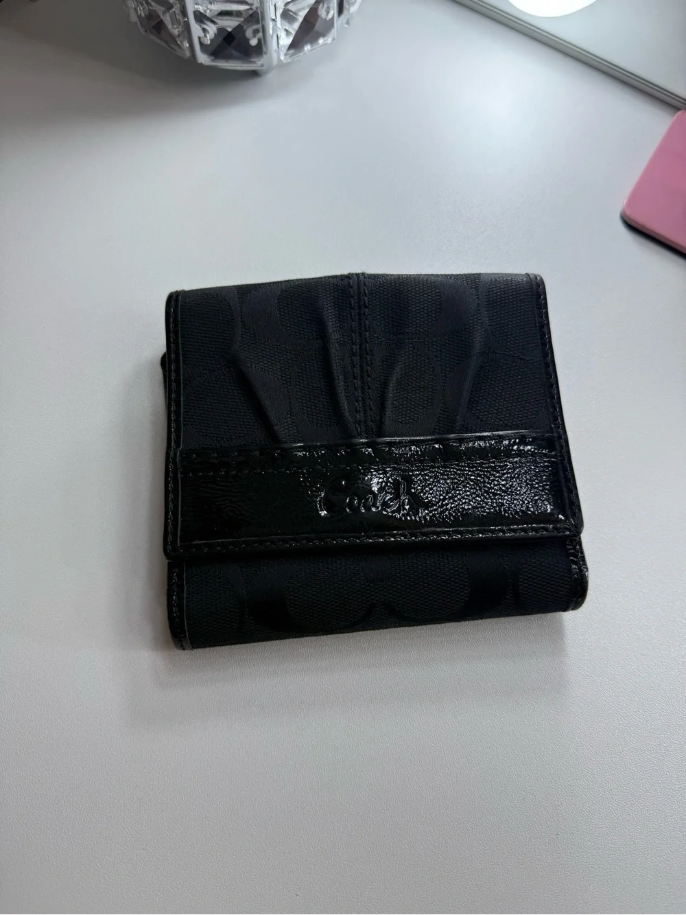 Coach Black Compact Fold Wallet